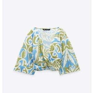 New Zara Knotted Crop Top.  Size:L